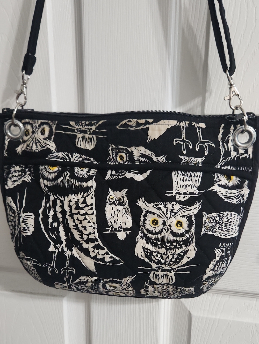 Owl Print Quilted Crossbody Bag
